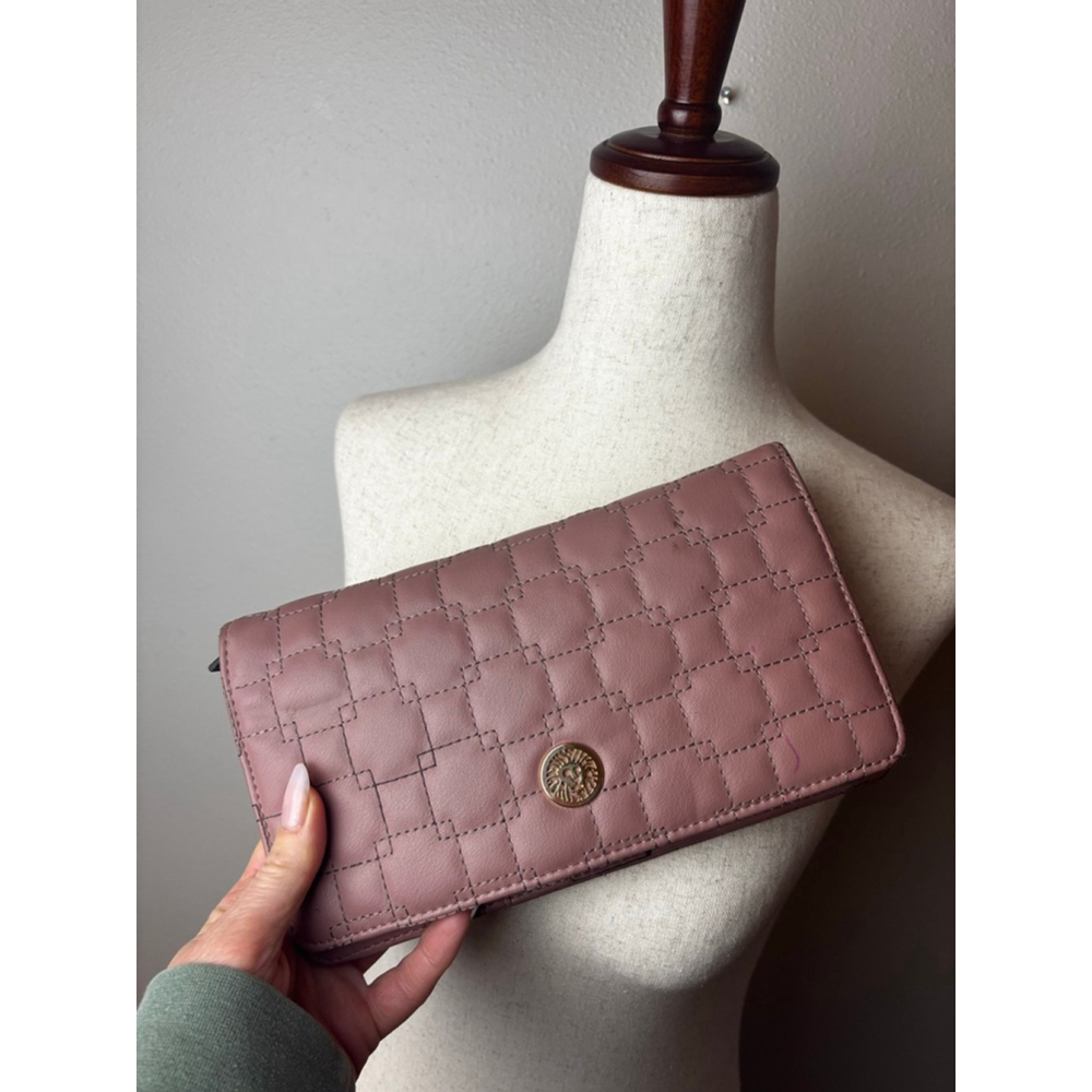 Anne Klein Mauve Quilted Wallet clutch 3 pc passport holder coin purse